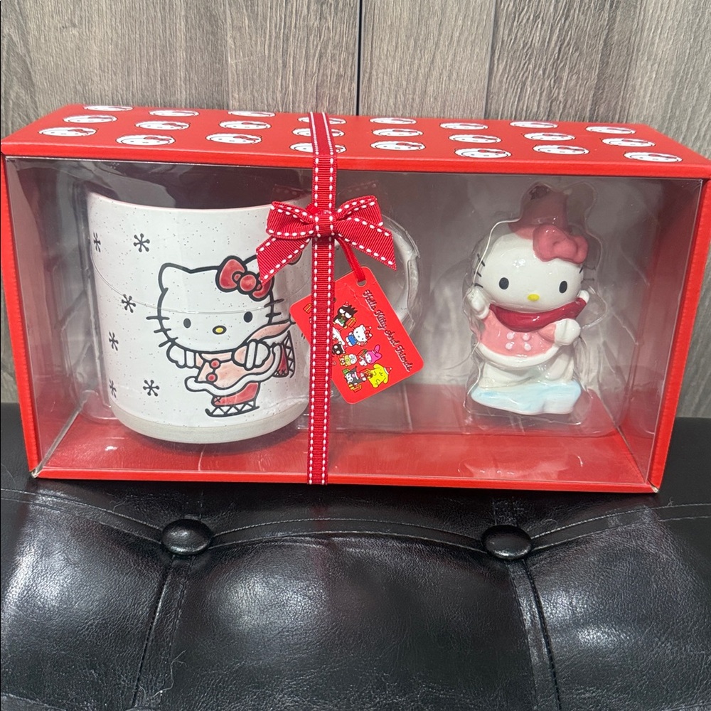 Blue Sky Clayworks Winter Ice Skater Hello Kitty Mug & Ornament Boxed Gift Set